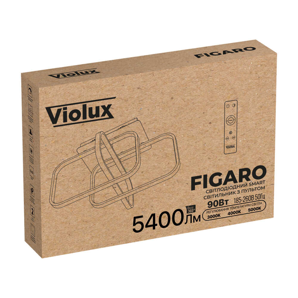 Світильник LED smart FIGARO +пульт 90W 3000-5000K IP20 чорний Violux ( 220855 )